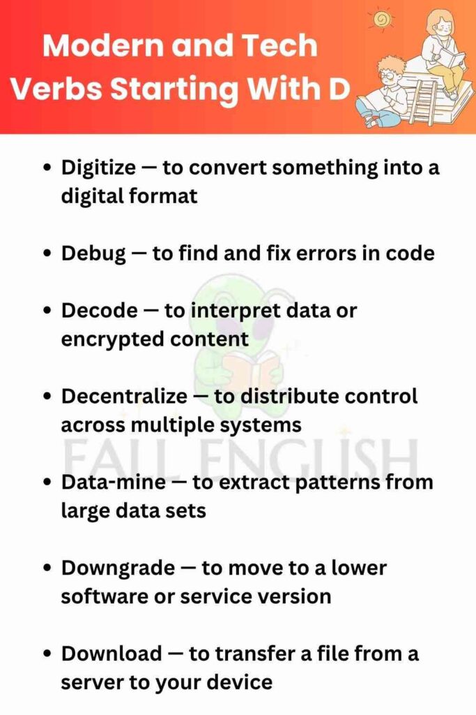 Modern and Tech Verbs Starting With D