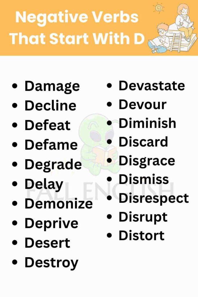 Negative Verbs That Start With D