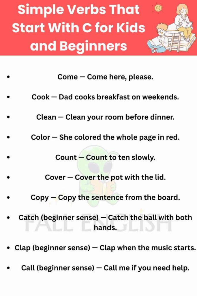 Simple Verbs That Start With C for Kids and Beginners