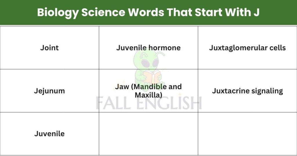 Biology Science Words That Start With J