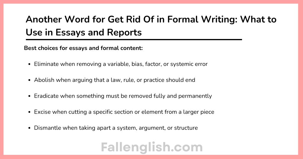 Another Word for Get Rid Of in Formal Writing: What to Use in Essays and Reports