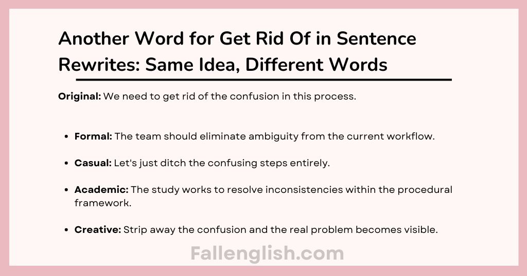 Another Word for Get Rid Of in Sentence Rewrites: Same Idea, Different Words