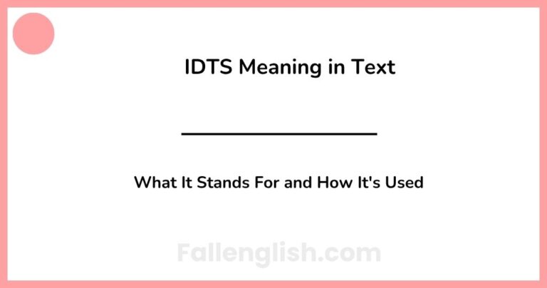 IDTS Meaning in Text: What It Stands For and How It's Used
