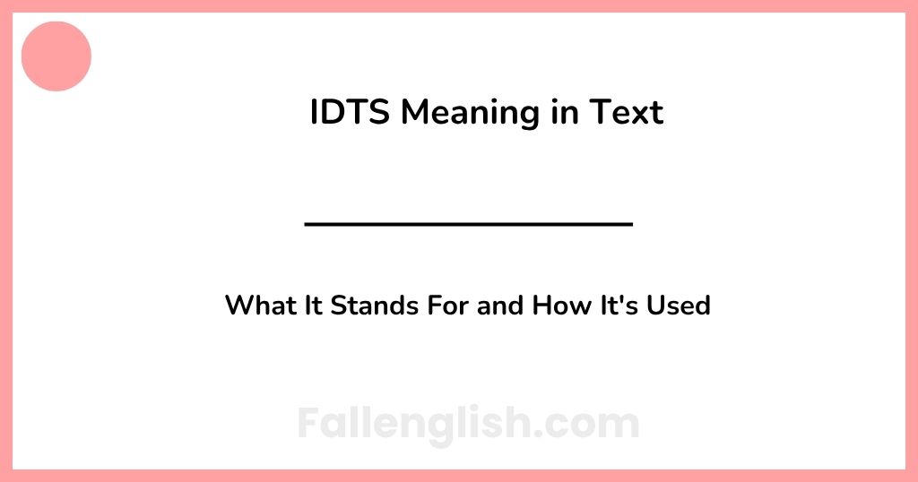 IDTS Meaning in Text: What It Stands For and How It's Used